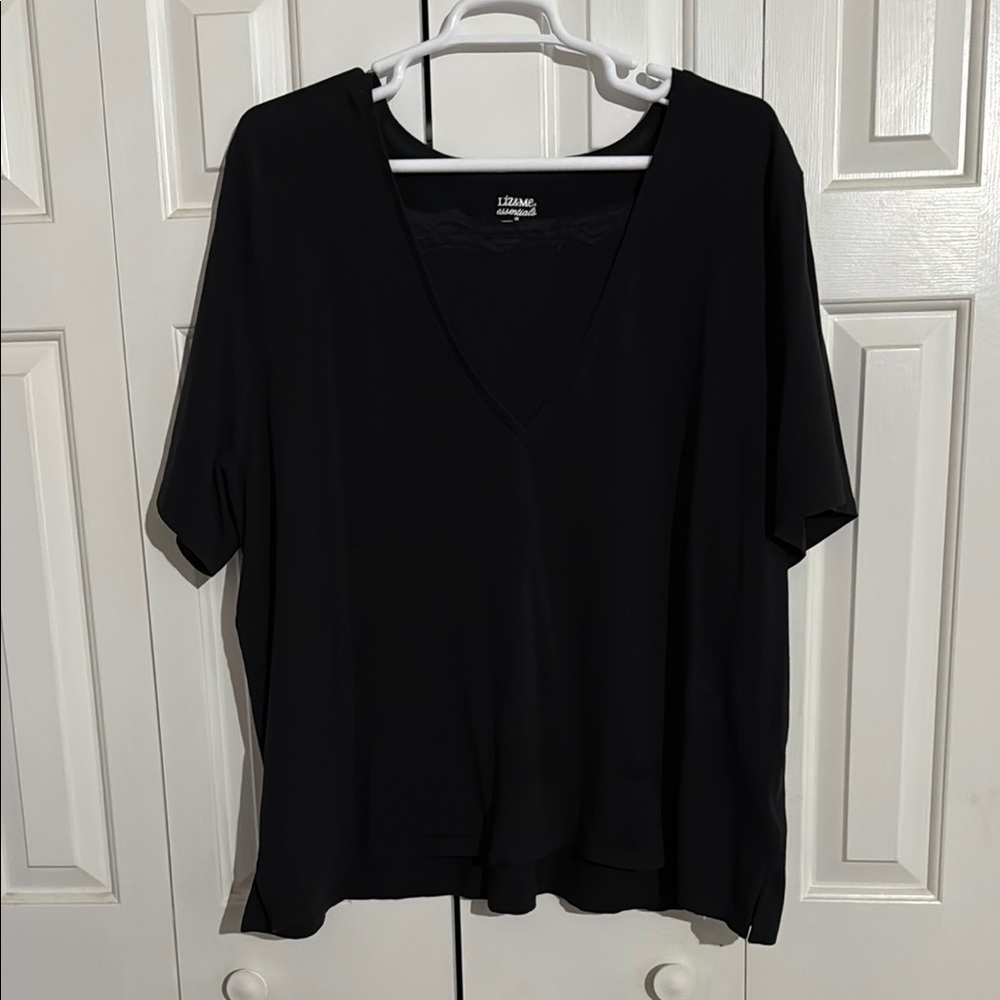Women's Black V-Neck Top
